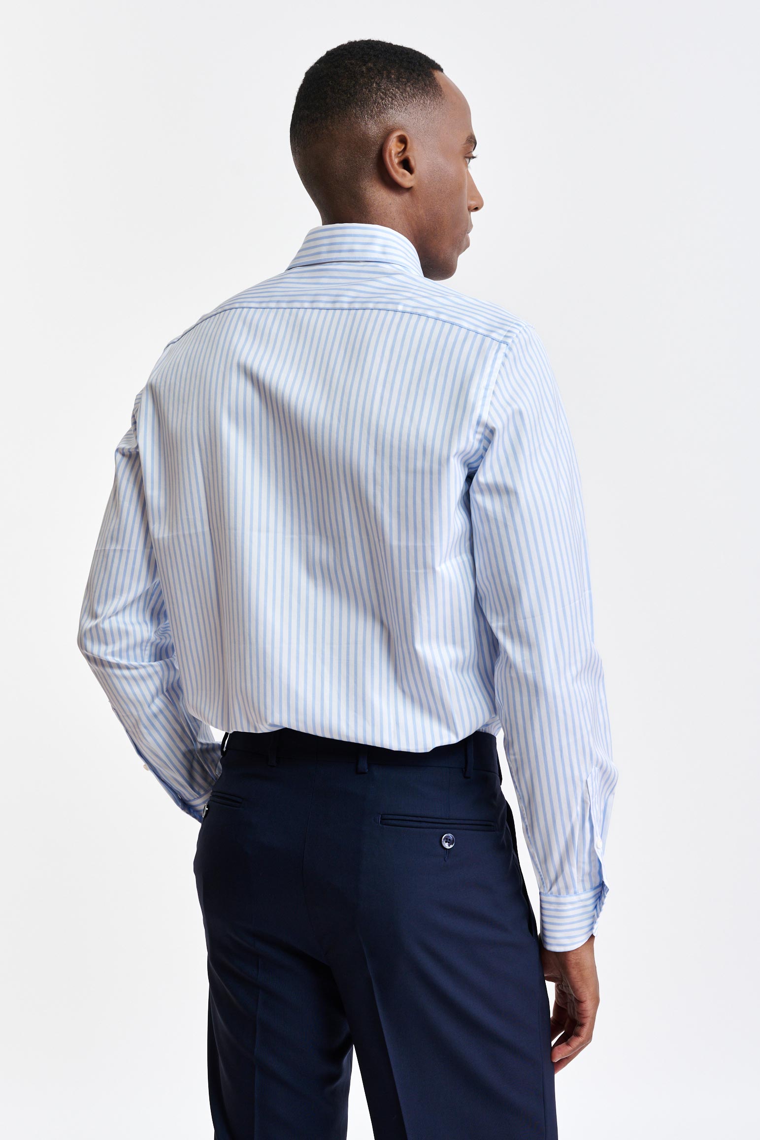 Light Blue & White Stripes Cotton Twill Formal Shirt — detail 4