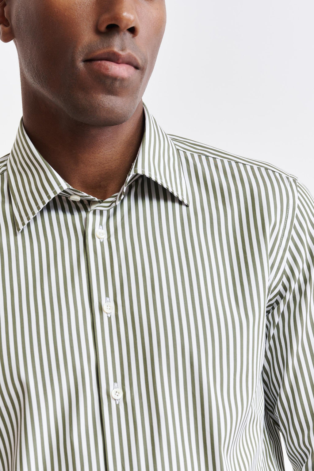Plain Green Cotton Twill Formal Shirt — detail 2