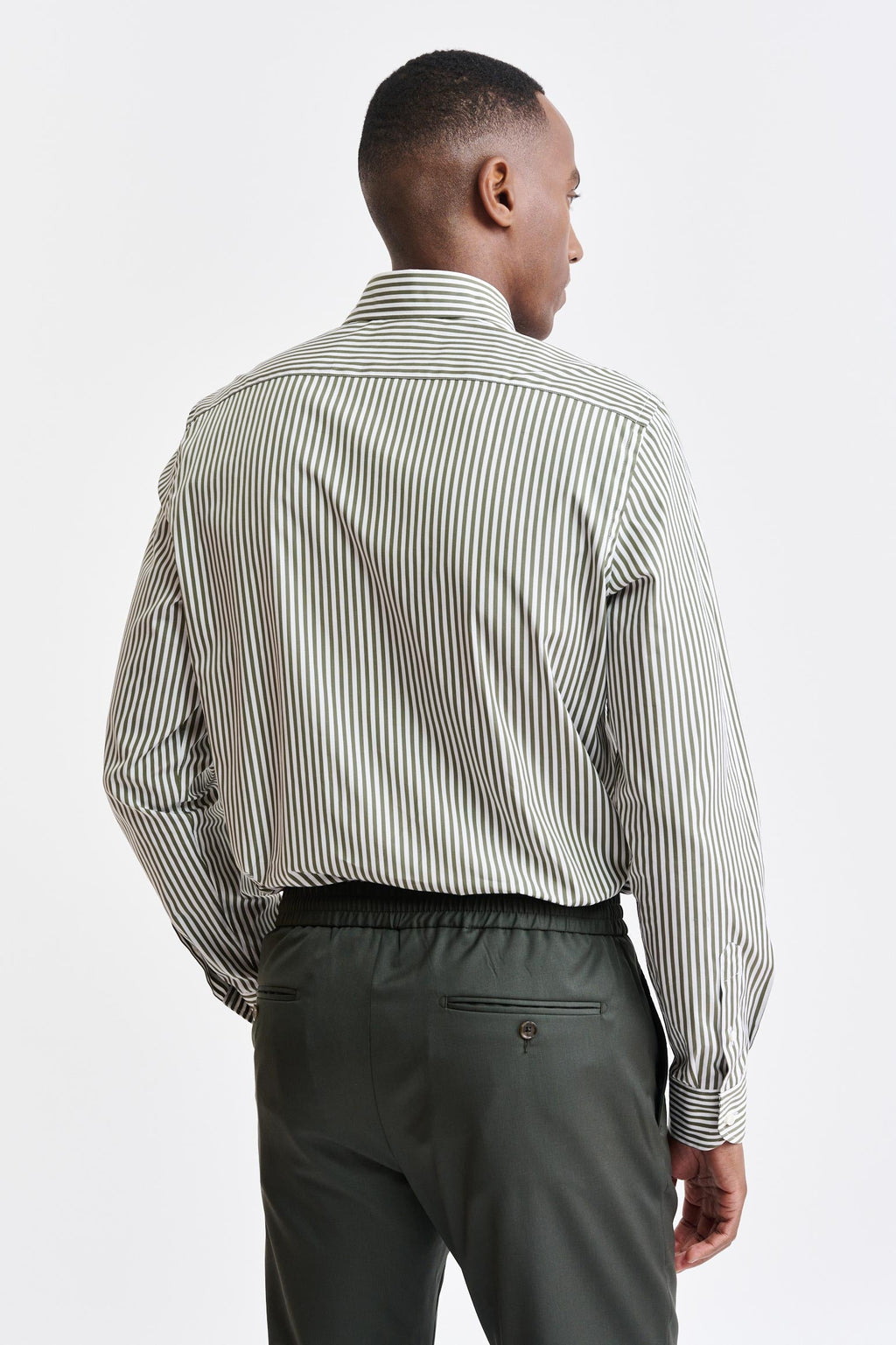 Plain Green Cotton Twill Formal Shirt — detail 4