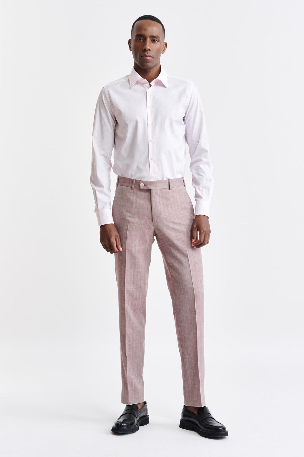 Light Pink & White Cotton Twill Formal Shirt — detail 1