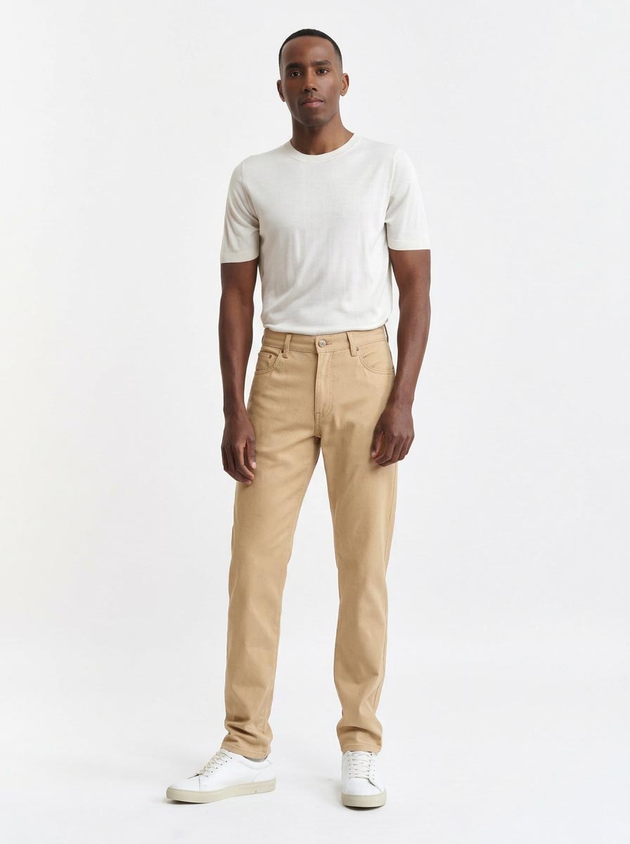 Light Brown Five Pocket Trousers Cashmere Cotton — detail 1