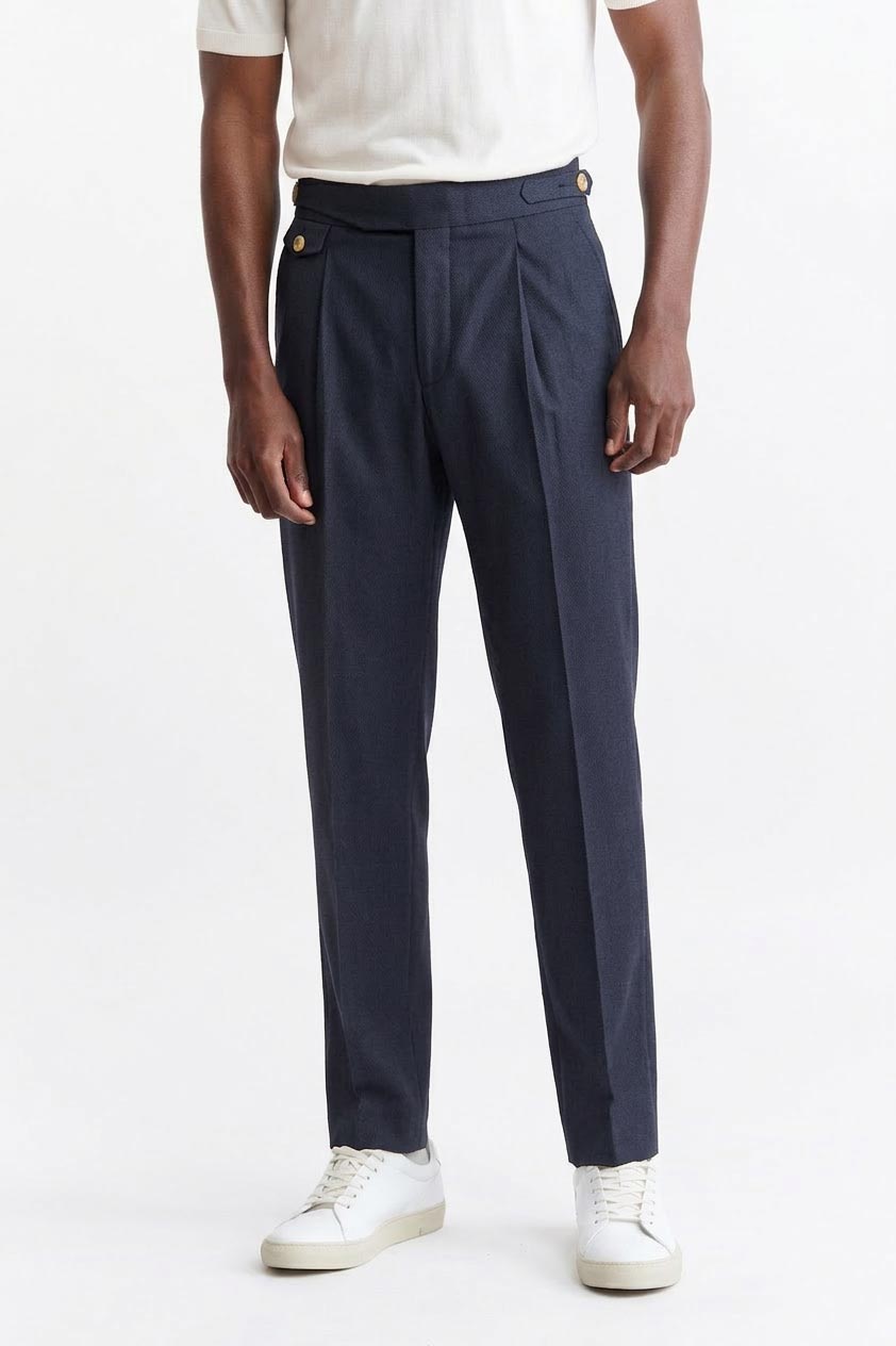 Medium Blue Gurkha Trousers Cashmere Cotton