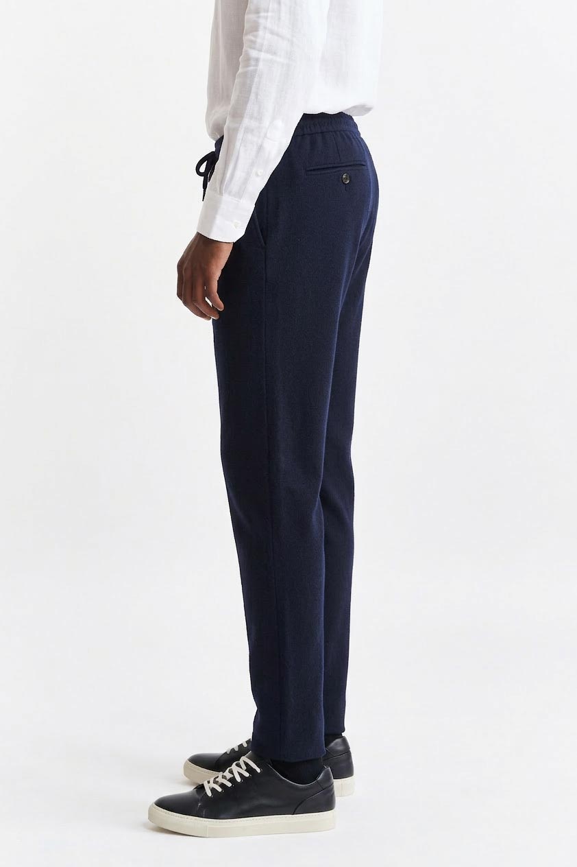 Medium Blue Drawstring Trousers Cashmere Cotton — detail 2