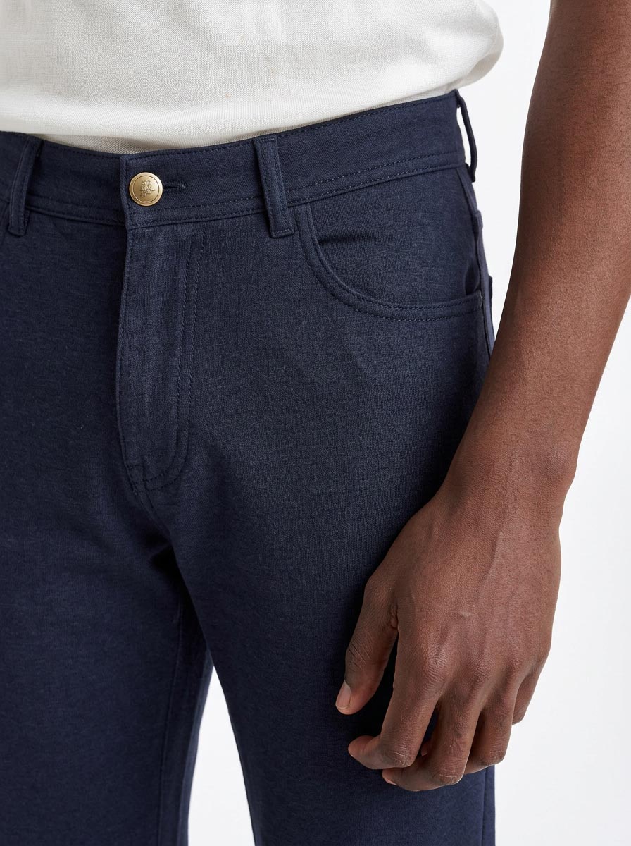 Medium Blue Five Pocket Trousers Cashmere Cotton — detail 3