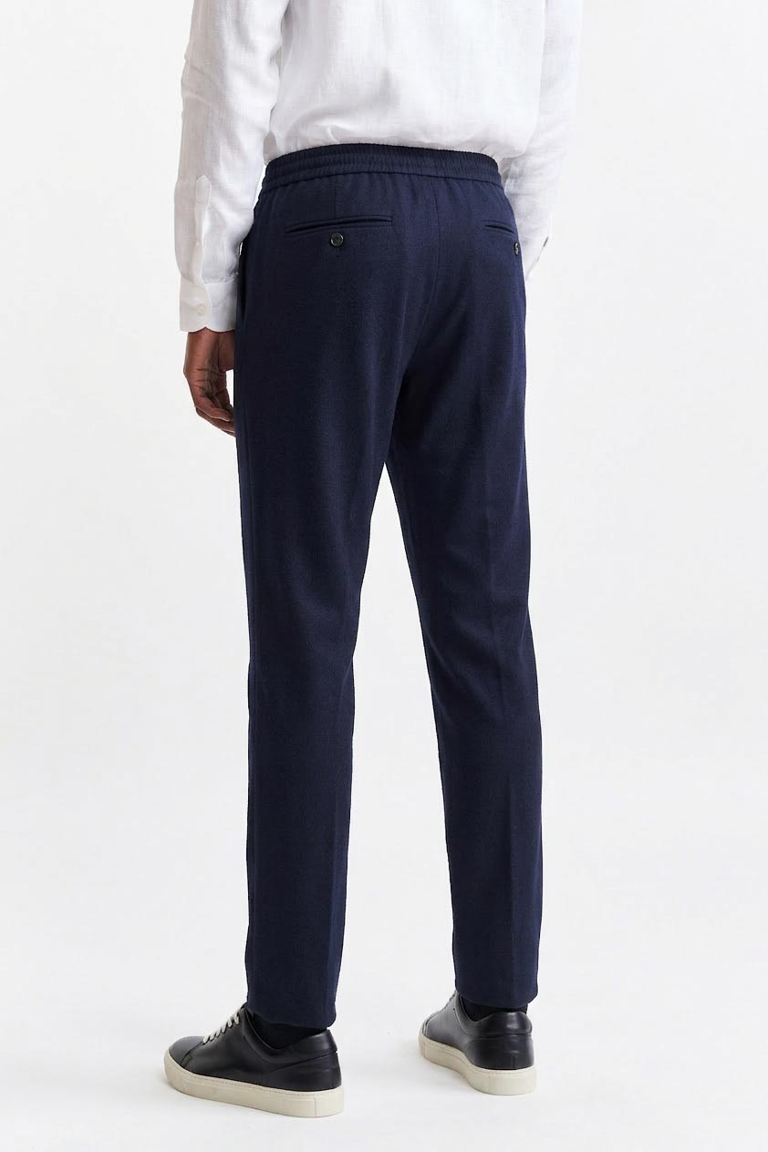 Medium Blue Drawstring Trousers Cashmere Cotton — detail 5