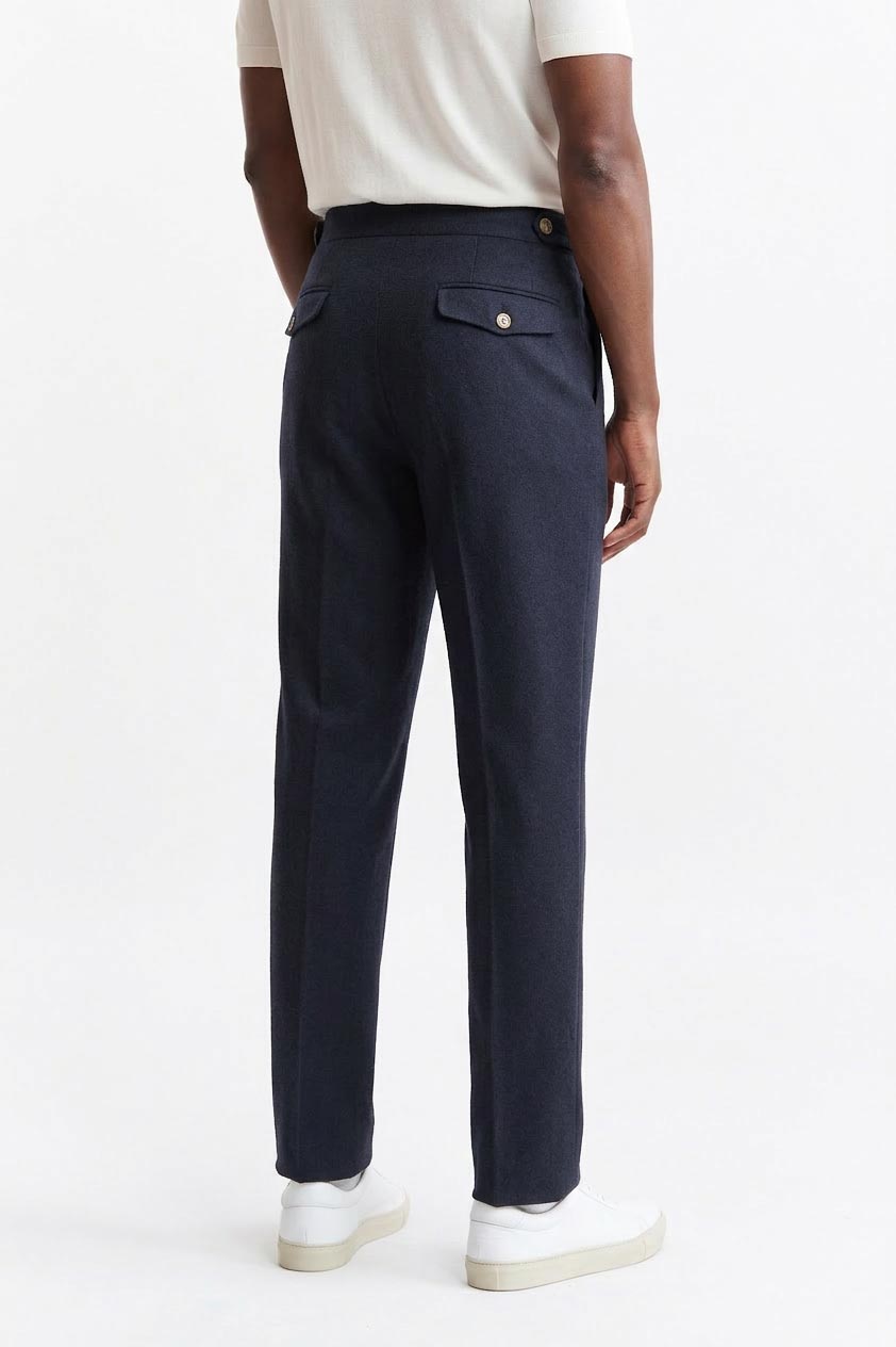 Medium Blue Gurkha Trousers Cashmere Cotton — detail 5