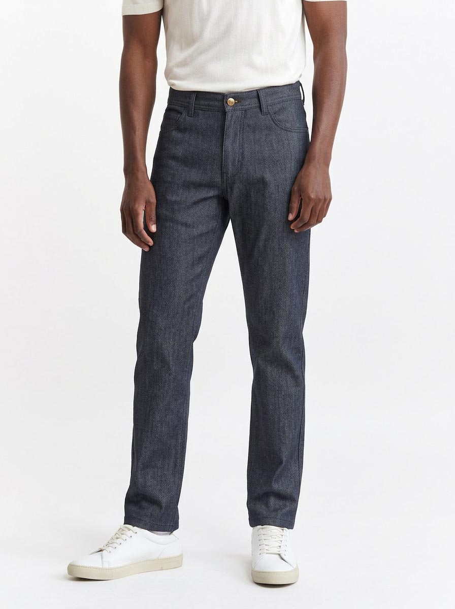 Dark Blue Cotton Five Pocket Trousers Cashmere Denim