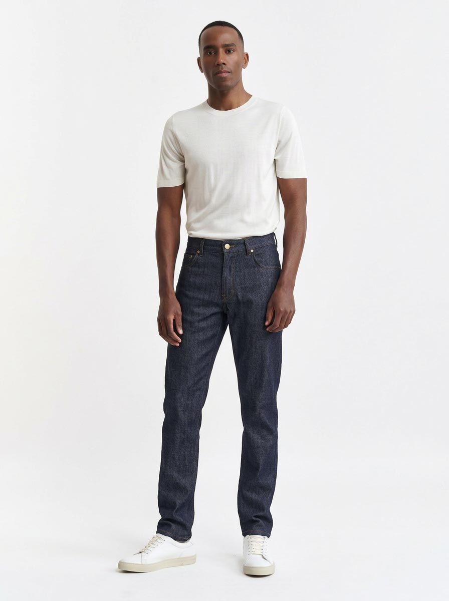Dark Blue Cotton Five Pocket Trousers Cashmere Denim — detail 1