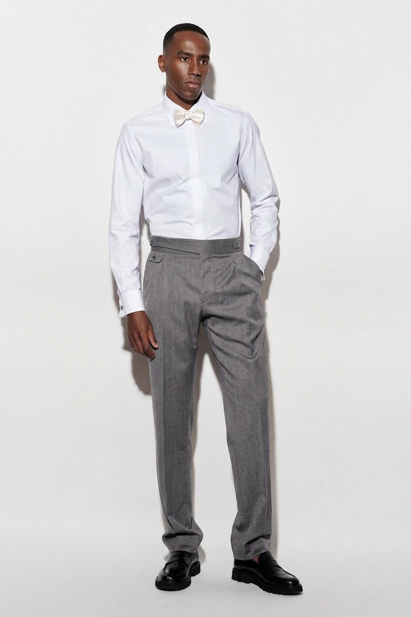 Light Grey 100% Wool Gurkha Trousers New Deluxe — detail 1