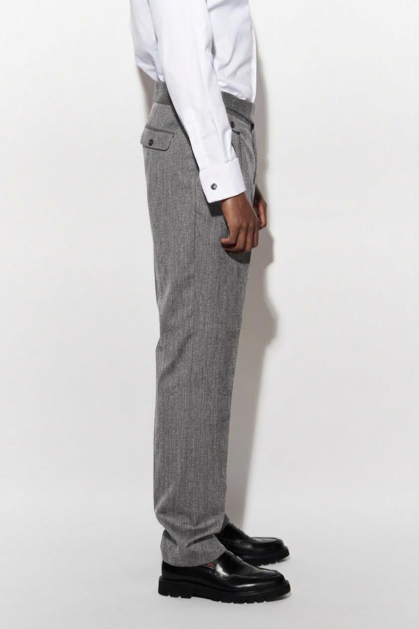 Light Grey 100% Wool Gurkha Trousers New Deluxe — detail 2