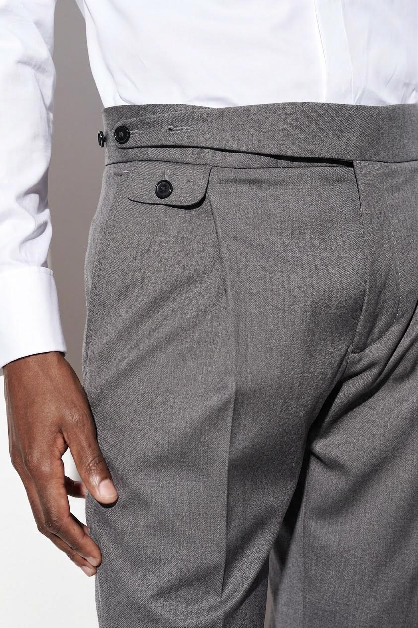 Light Grey 100% Wool Gurkha Trousers New Deluxe — detail 3