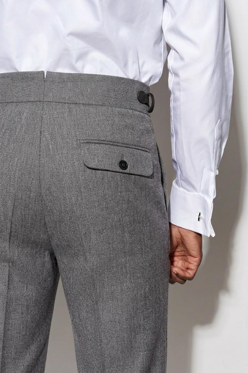 Light Grey 100% Wool Gurkha Trousers New Deluxe — detail 5