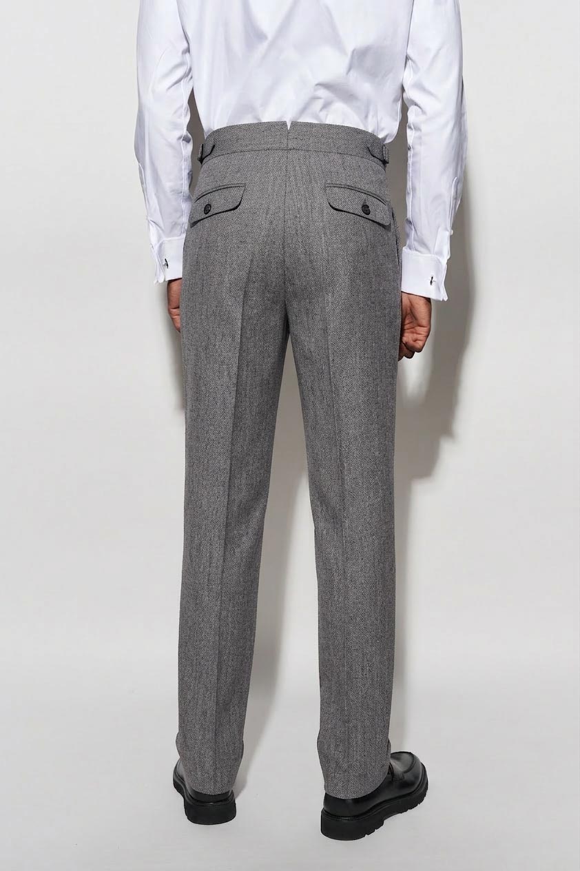 Light Grey 100% Wool Gurkha Trousers New Deluxe — detail 6