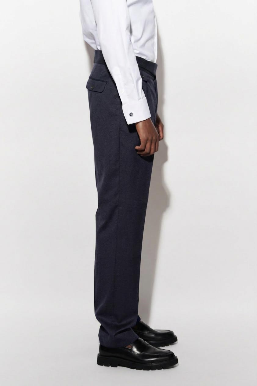 Dark Blue 100% Wool Gurkha Trousers New Deluxe — detail 3