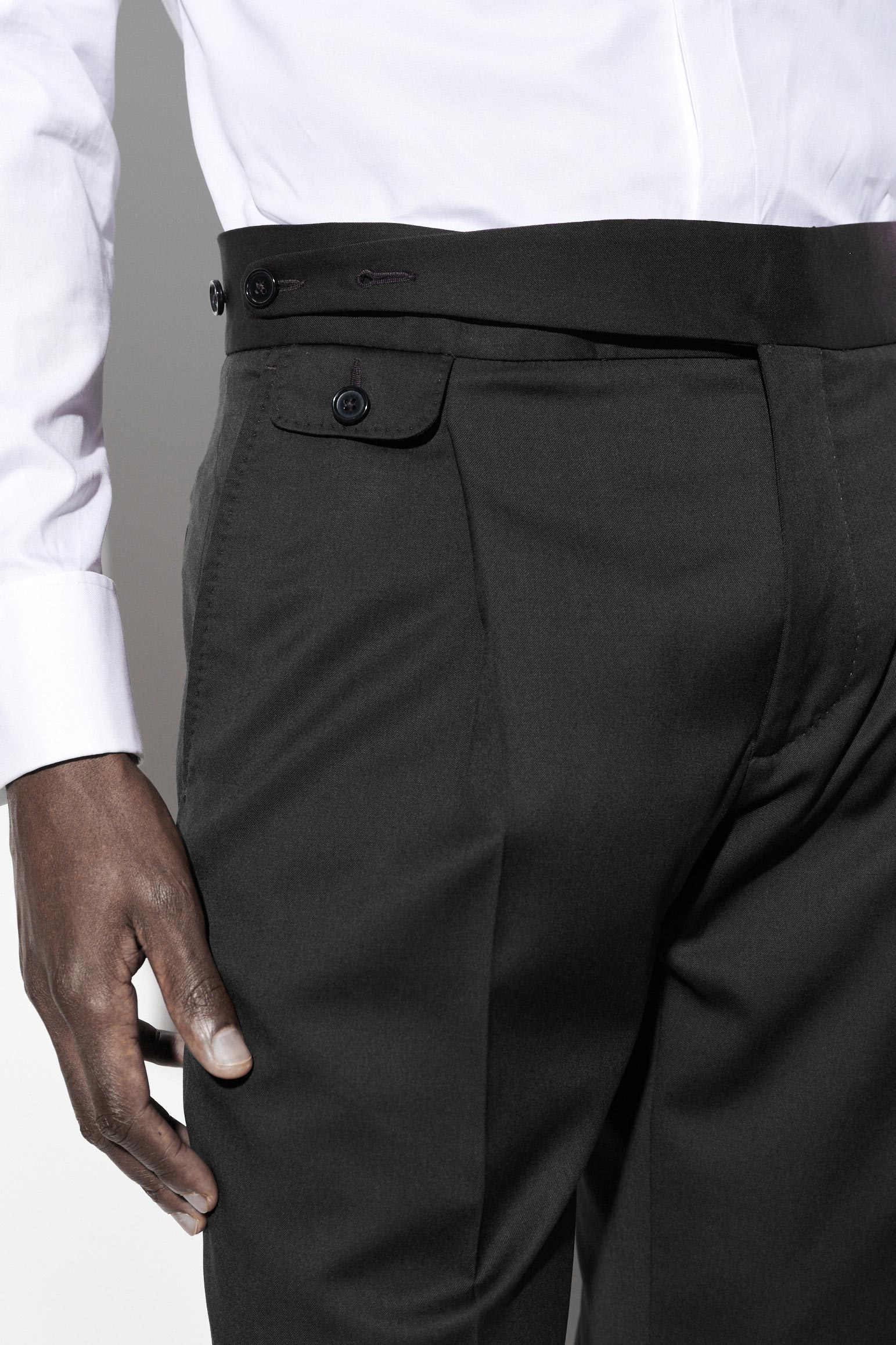 Black 100% Wool Gurkha Trousers New Deluxe — detail 3