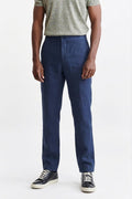 Dark Blue 100% Linen Drawstring Trousers Pure Linen