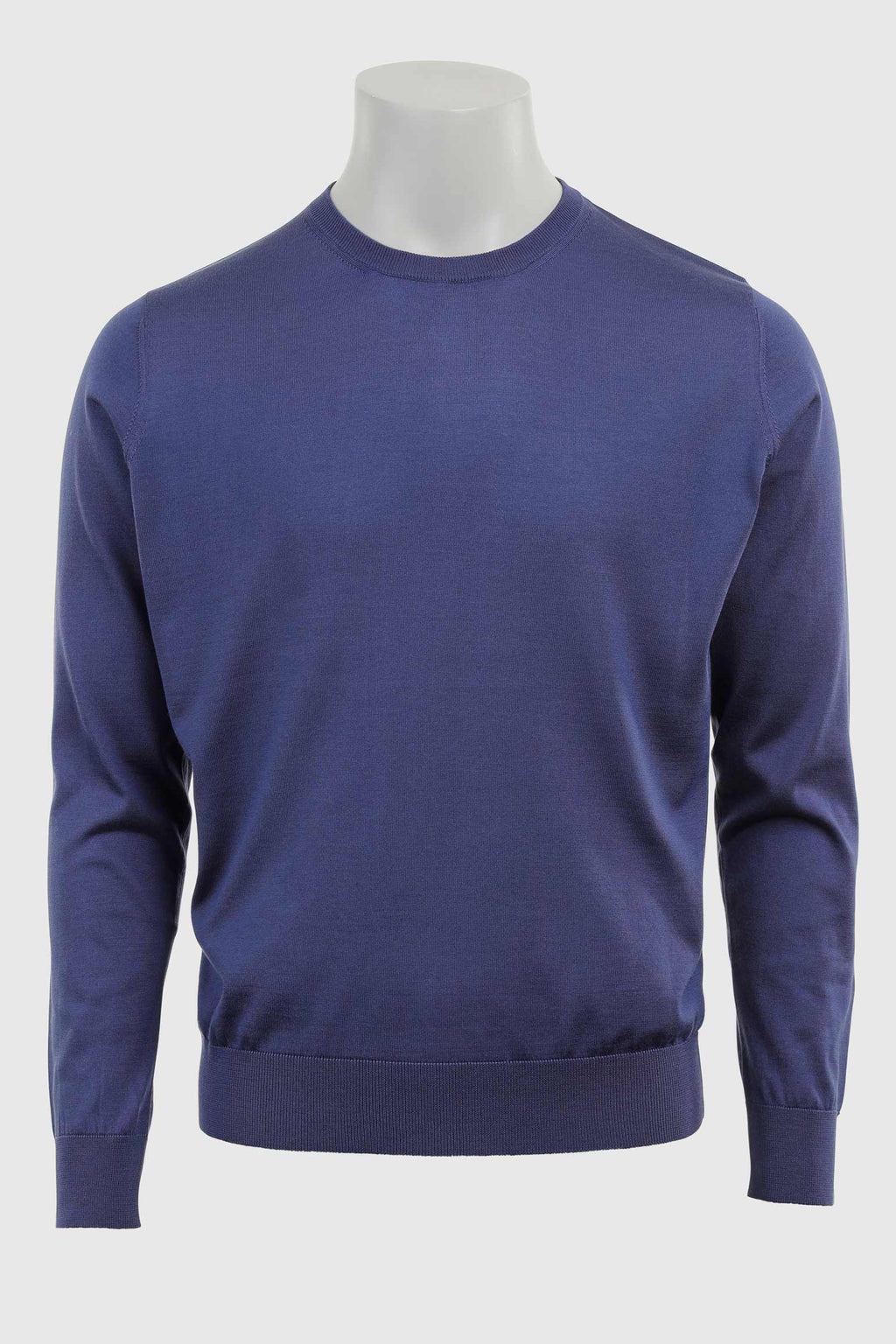 Ink Blue Silk Crewe Long Sleeve Sweater — detail 5